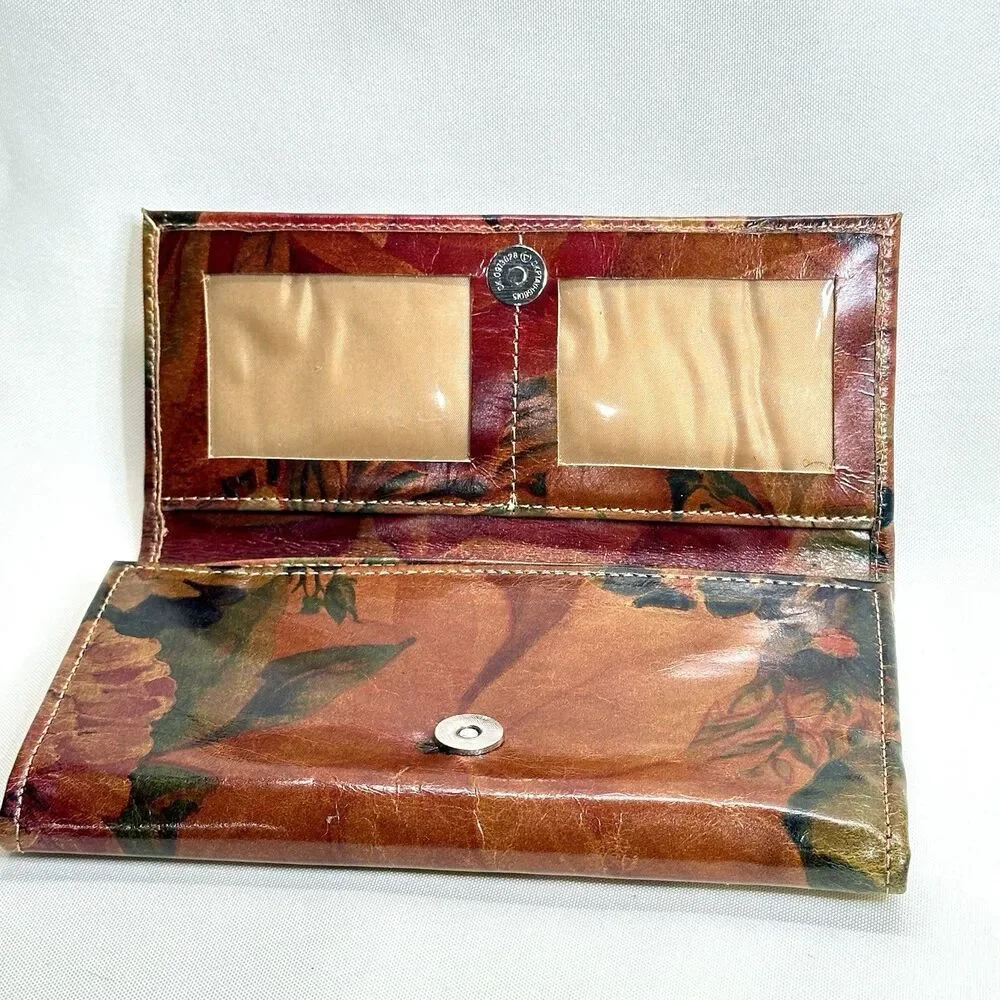 Vintage Argentine Floral Genuine Leather Wallet Checkbook Organizer